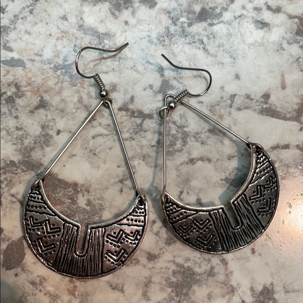 Silver half moon ear ring